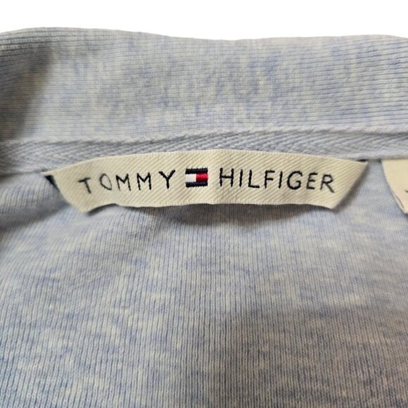 Tommy Hilfiger Light Blue Vintage V-Neck Long Sleeve Y2K Collared Tee Sz M - Picture 5 of 8
